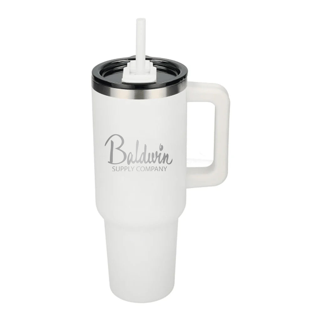 Leed's White Pinnacle 40 oz Vacuum Insulated Eco-Friendly Travel Tumbler with Straw