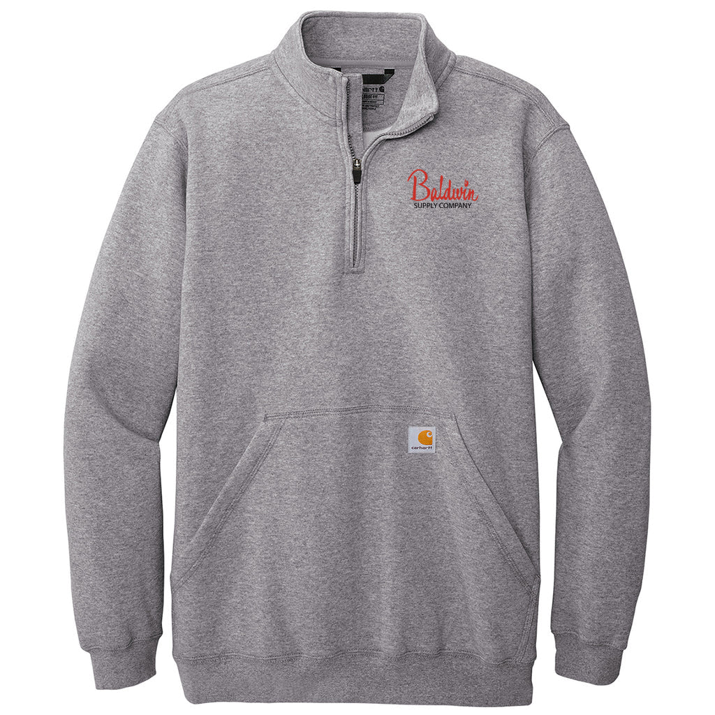 Carhartt Men's Heather Grey Midweight 1/4-Zip Mock Neck Sweatshirt