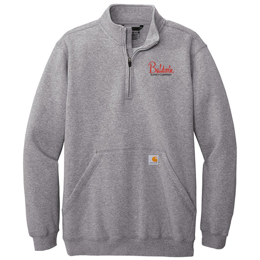 Carhartt Men's Heather Grey Midweight 1/4-Zip Mock Neck Sweatshirt