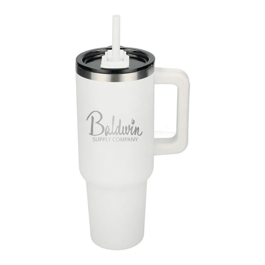 Leed's White Pinnacle 40 oz Vacuum Insulated Eco-Friendly Travel Tumbler with Straw