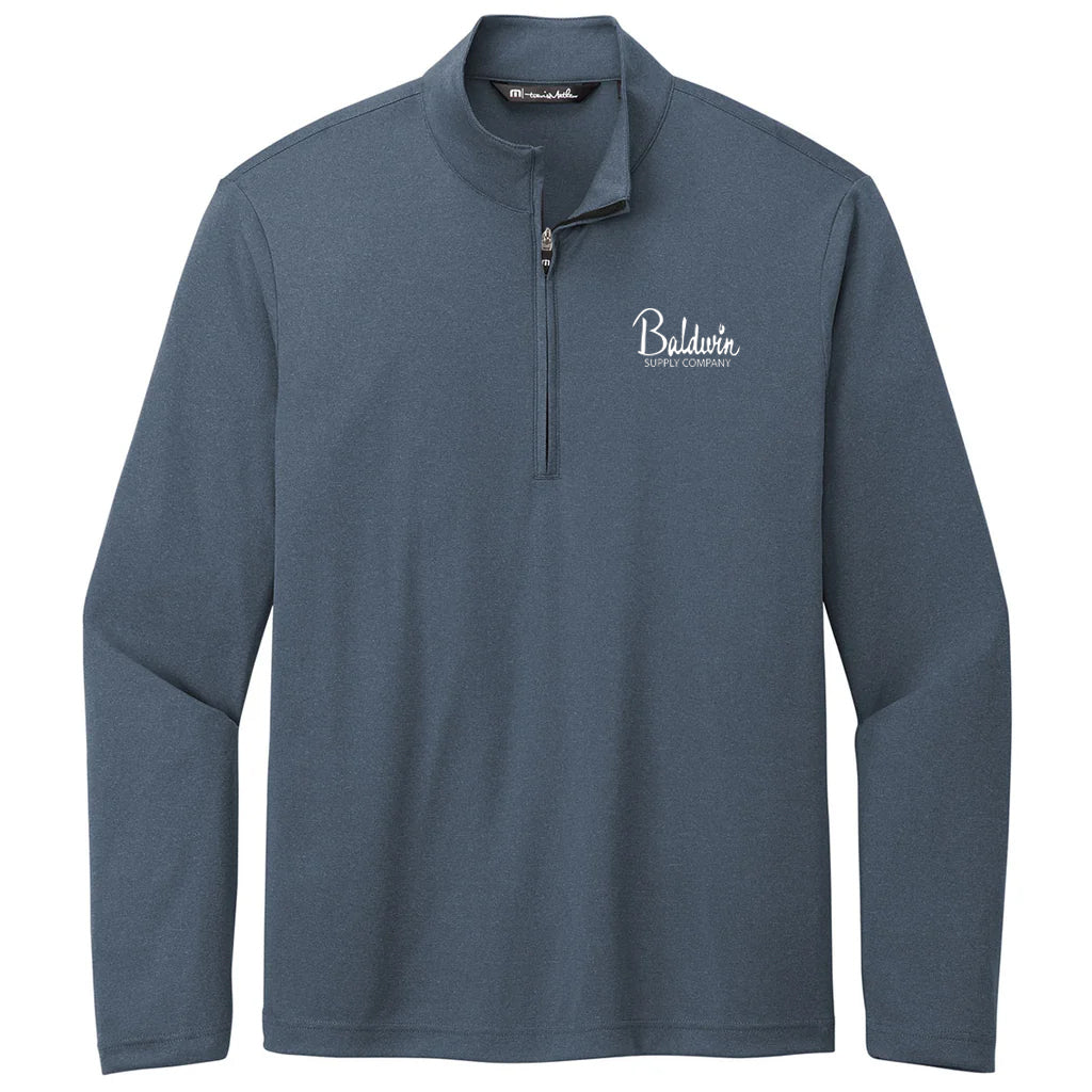 TravisMathew Men's Vintage Indigo/Black Coto Performance Quarter Zip